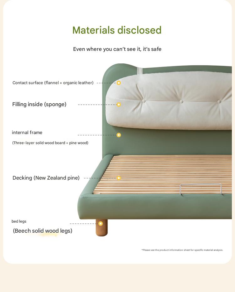Organic Leather Children's Modern Simple Single Bed