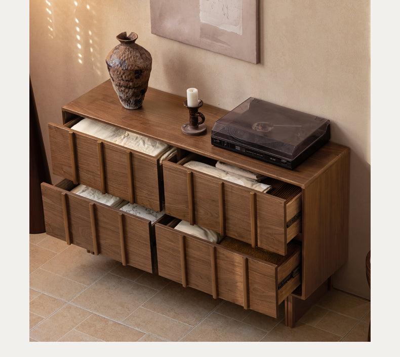 Black Walnut Solid Wood Wabi-Sabi Style Chest Of Drawers