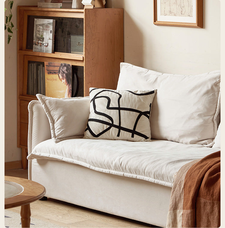 Down Fabric Sofa Cream Style.