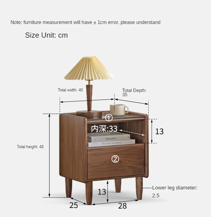 Black walnut, Caluswood Solid Wood Night Stand Glass Countertop