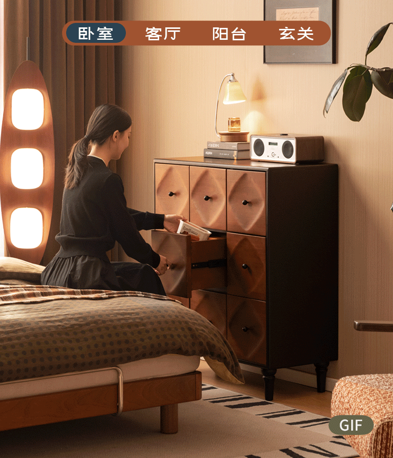 Rubberwood Solid 9-Drawer Dresser, Mid Century Bedroom Storage Cabinet