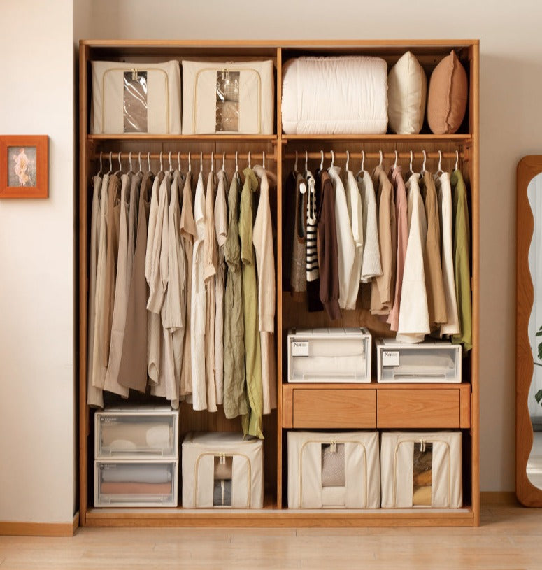 Cherry Wood Sliding Door Retro Wardrobe.