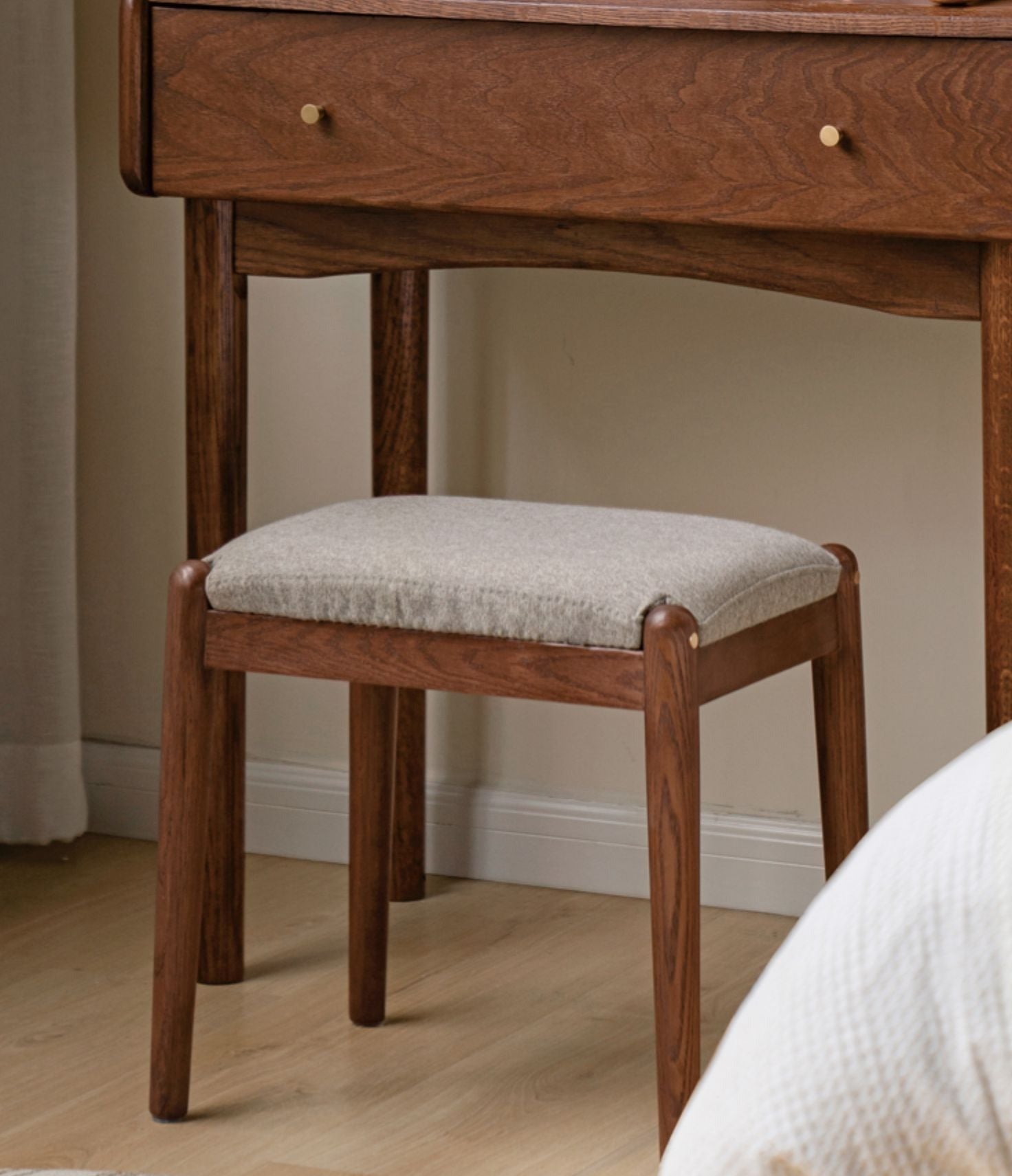 Oak, Birch Solid Wood Makeup Stool