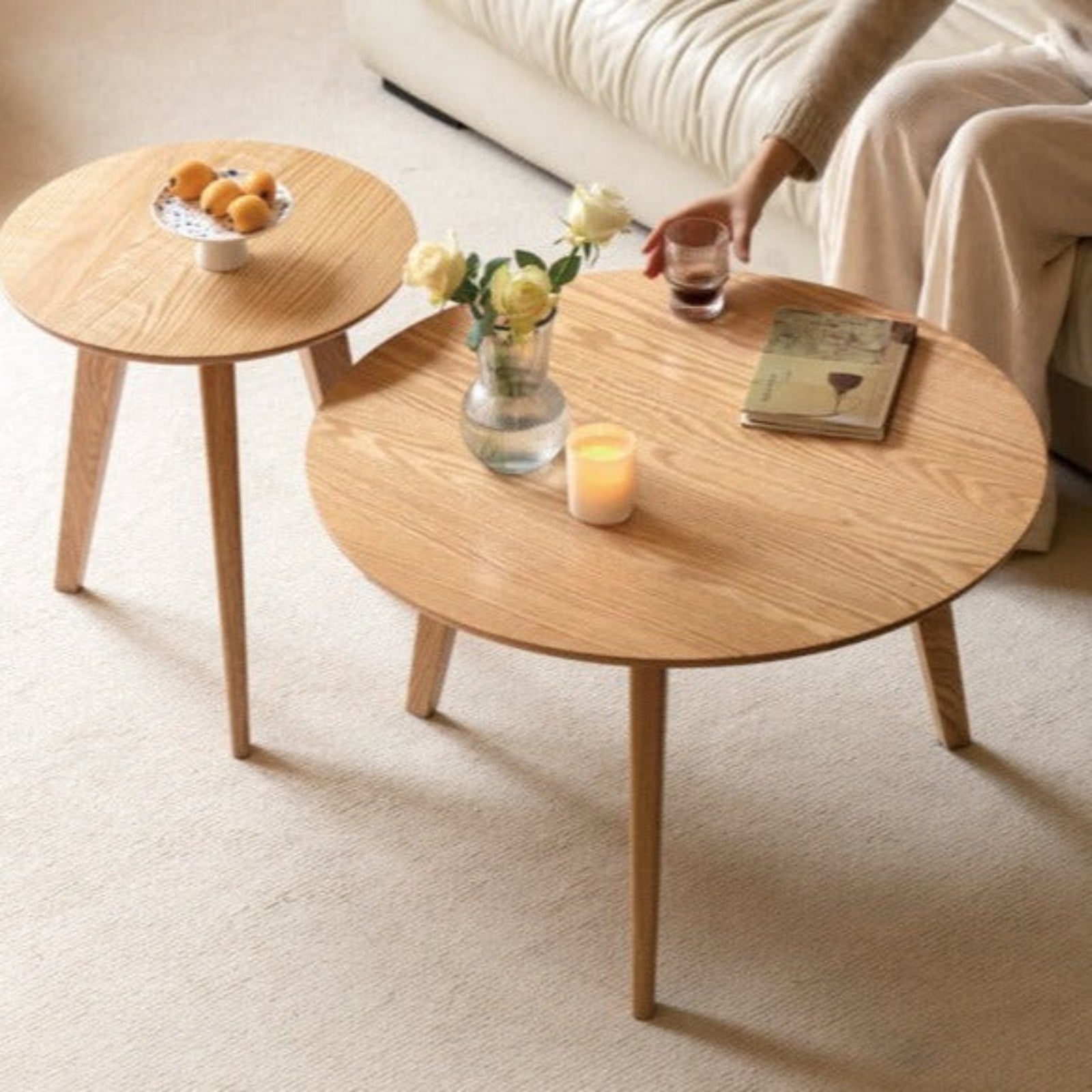 Oak Solid wood Side high round table