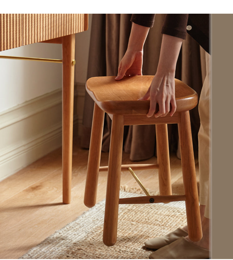 Cherry, Oak Solid Wood Makeup Stool