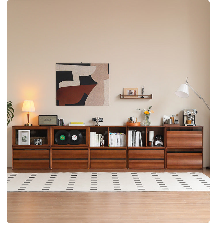 Black Walnut, Cherry, Poplar Solid Wood Medieval Floor TV Cabinet.