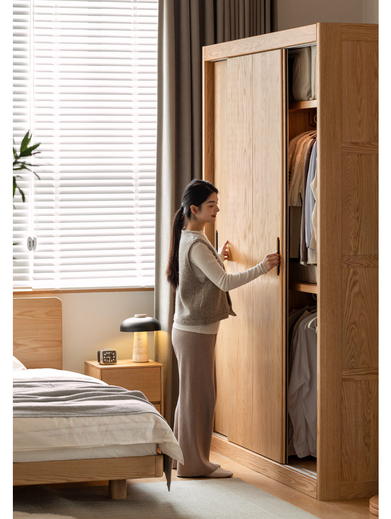 Oak Solid Wood Modern Wardrobe.