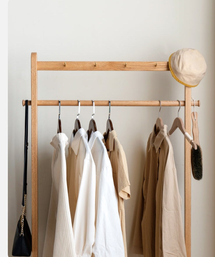 Oak Solid Wood Clothes Rack Hanger