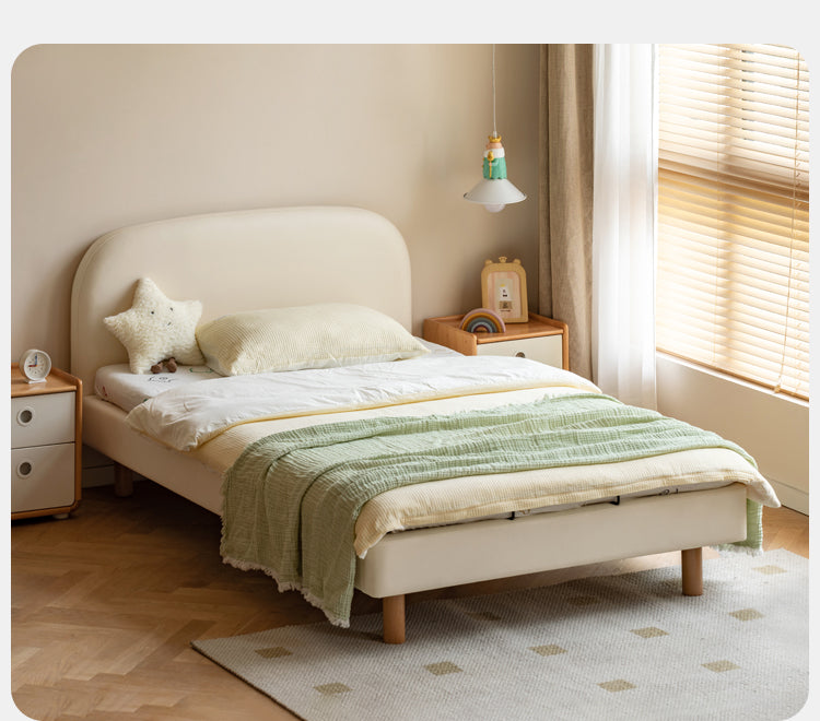 Organic leather Сhildren's bed cream bed<