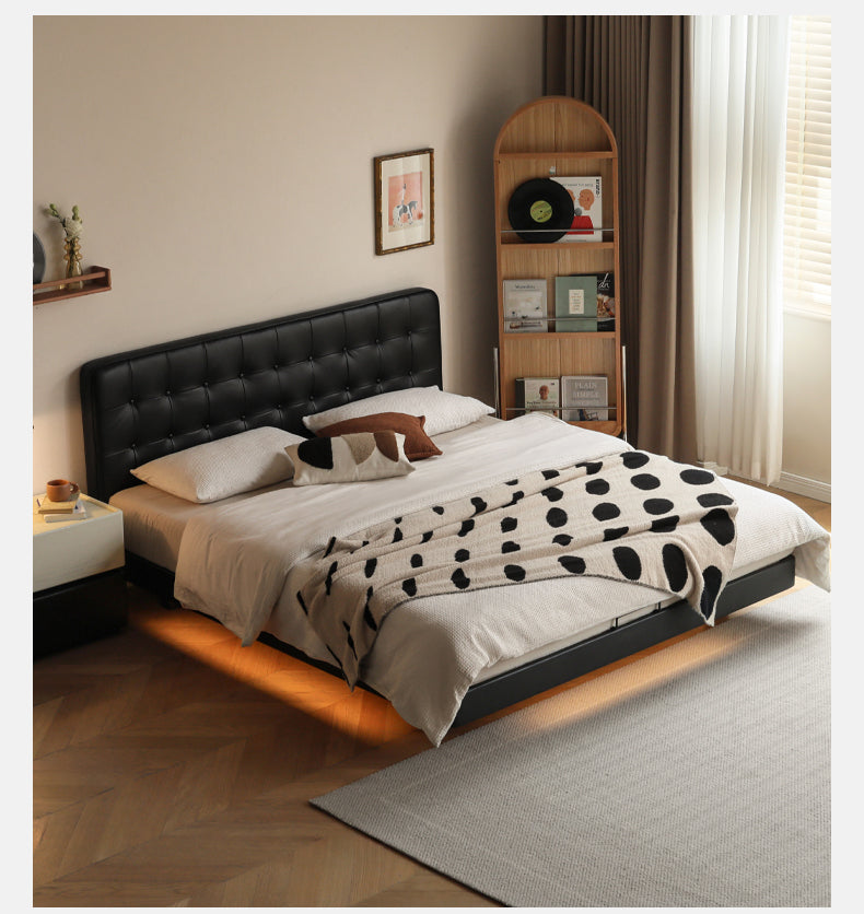Black High-end Leather Suspension Bed