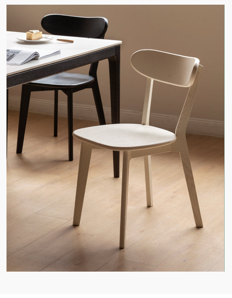 Oak Solid Wood Dining Chair Cream Style White Black