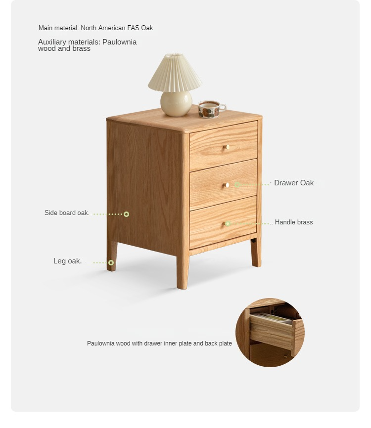 Oak, Cherry Solid Wood Nightstand