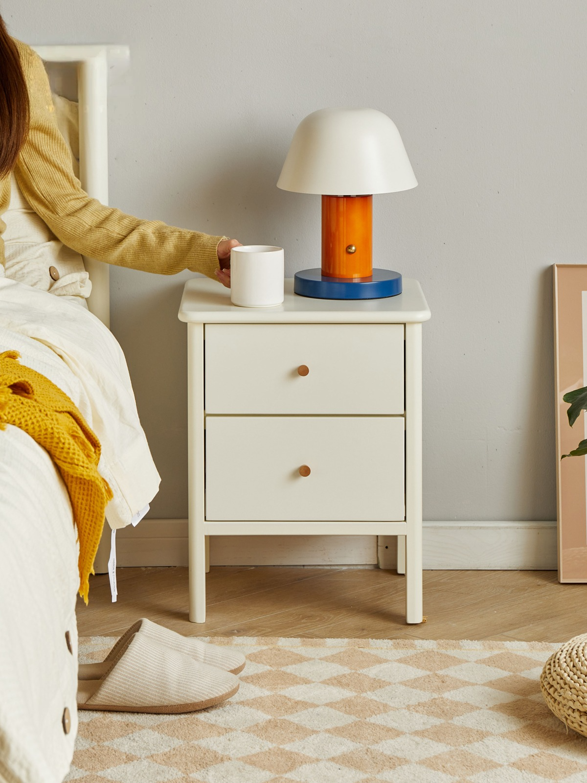 Beech Solid Wood White Luxury Night Stand