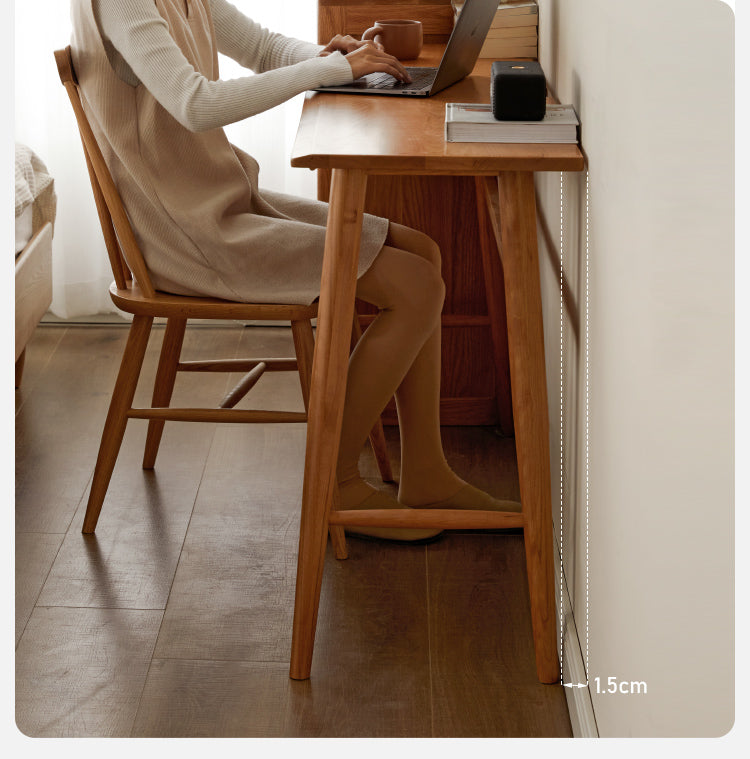 Cherry Wood Office Desk Narrow Vintage
