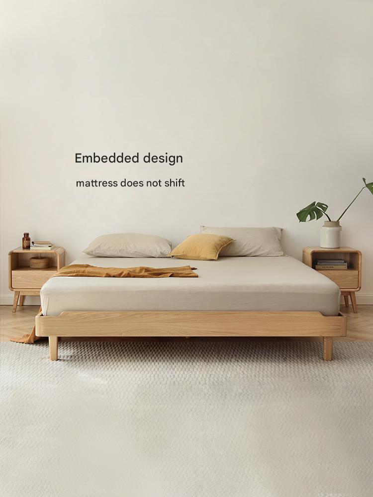 Ash Solid Wood Platform Bed, Headboard-Free Bed
