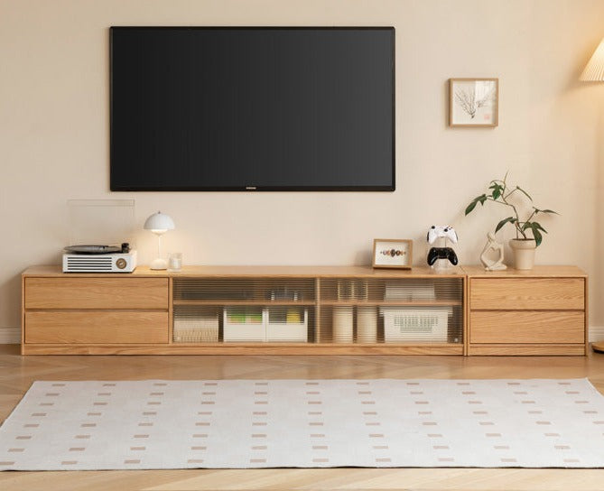 Oak, Rubber Solid Wood TV Cabinet Floor Combination,