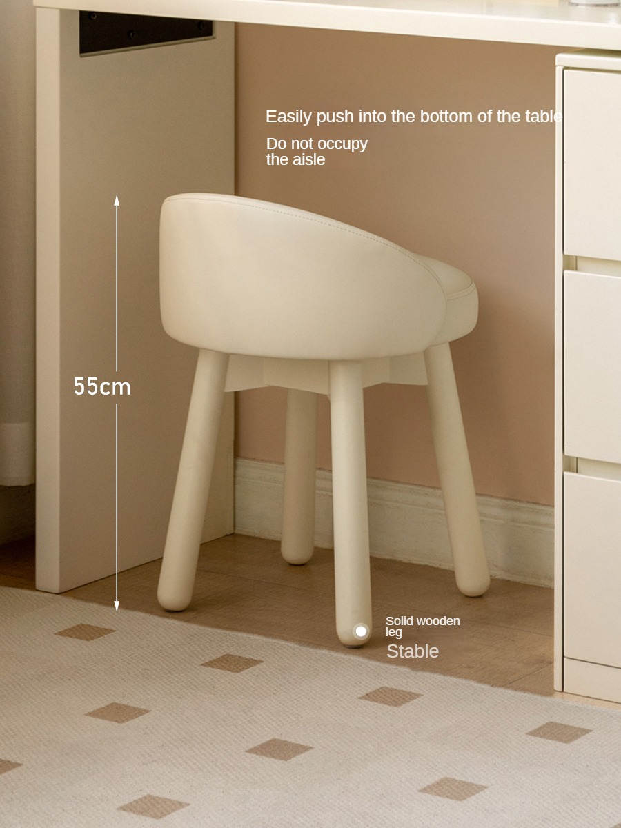 Makeup Stool 360° Free Rrotation Cream Style Birch Solid Wood