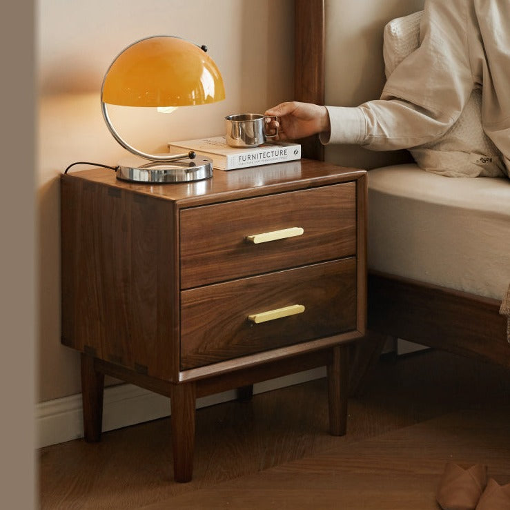 Black Walnut Solid Wood Nightstand.