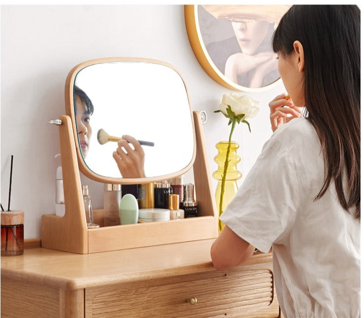 Black Walnut, Beech, Cherry Solid Wood Makeup Mirror