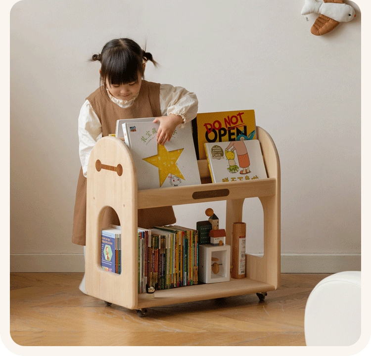 Poplar Solid Wood Movable Kids Cabinet