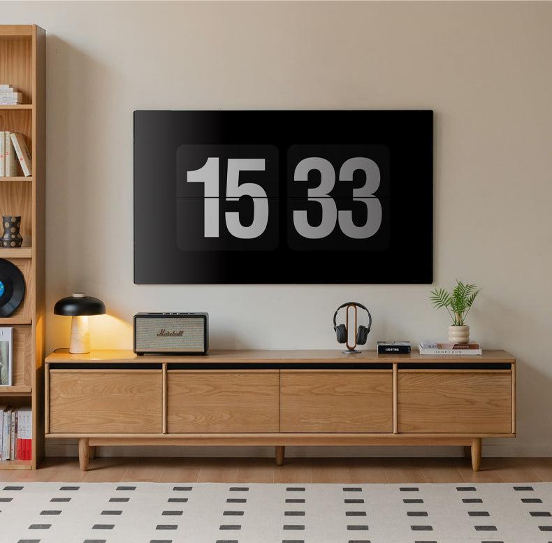 Ash Solid Wood Modern Storage Floor TV Cabinet.