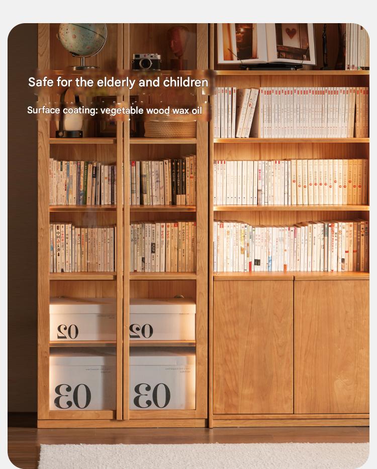 Cherry Solid Wood Glass Door Bookcase