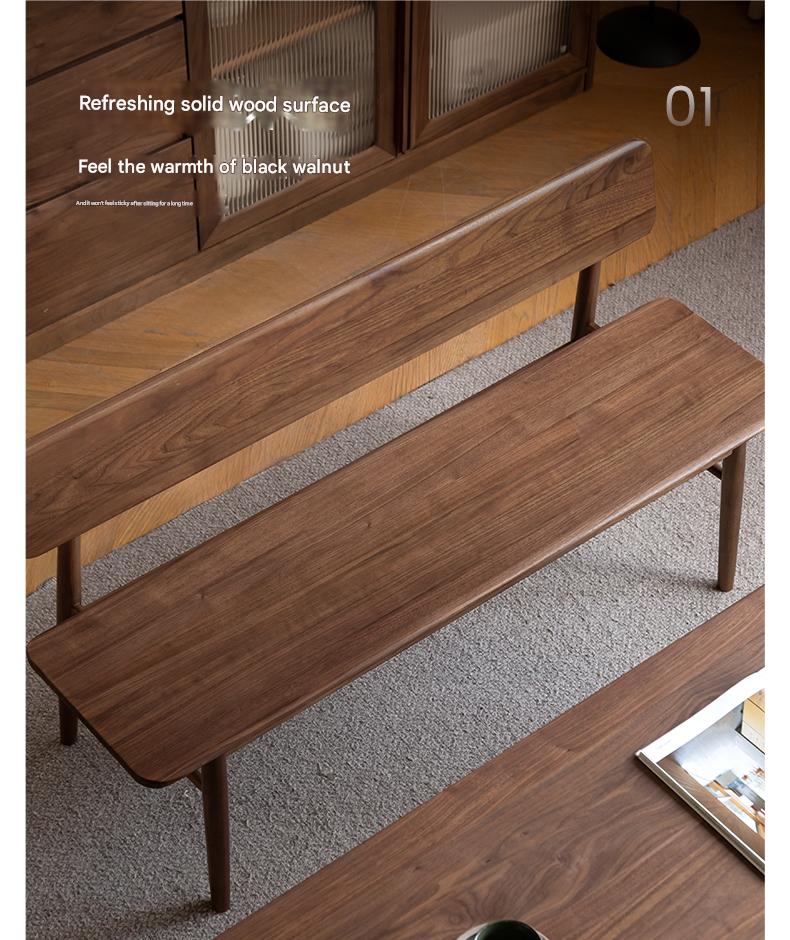 Black Walnut Solid Wood Long Bench