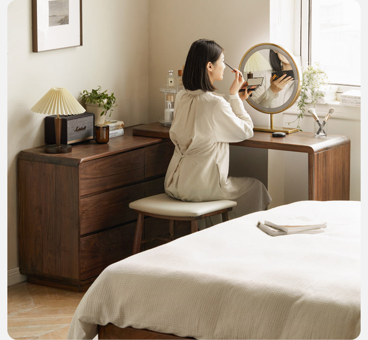 Black Walnut, Golden Sandalwood Telescopic Vanity Table.