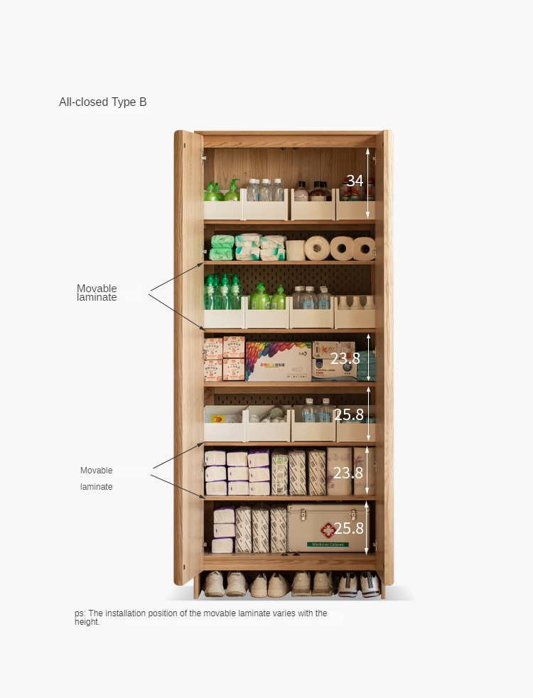 Ash, Oak Solid Wood Shoe Cabinet, Entrance Cabinet Combination Storage