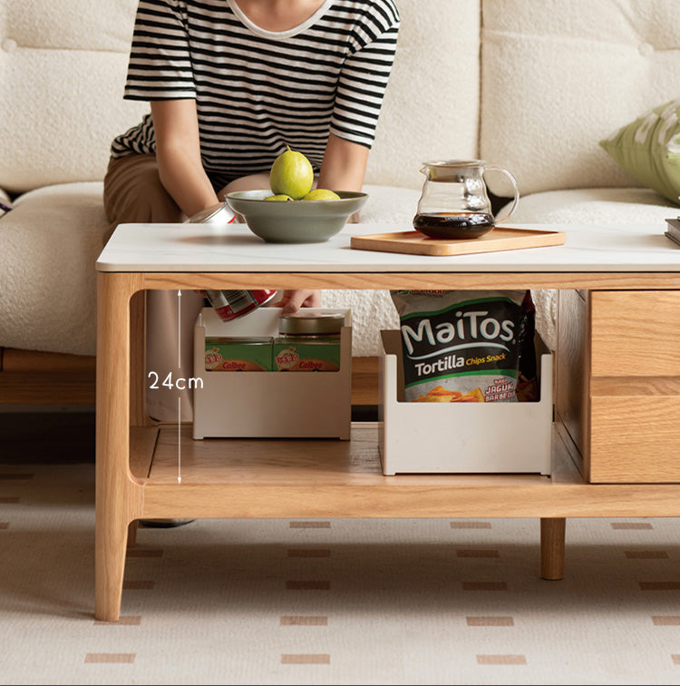 Oak, Solid Rubberwood Coffee Table Rock Slabs