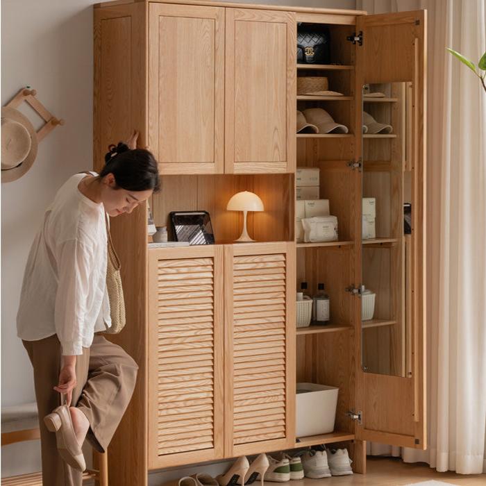 Oak, Ash Solid Wood Storage Locker Shoe Entrance Cabinet
