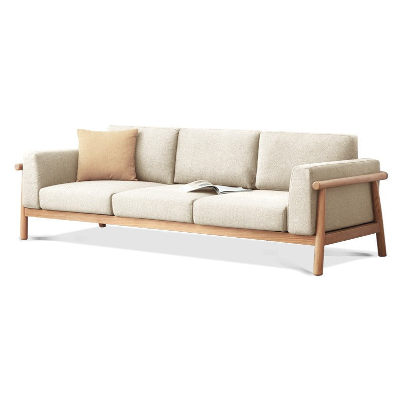 Oak solid wood fabric sofa"
