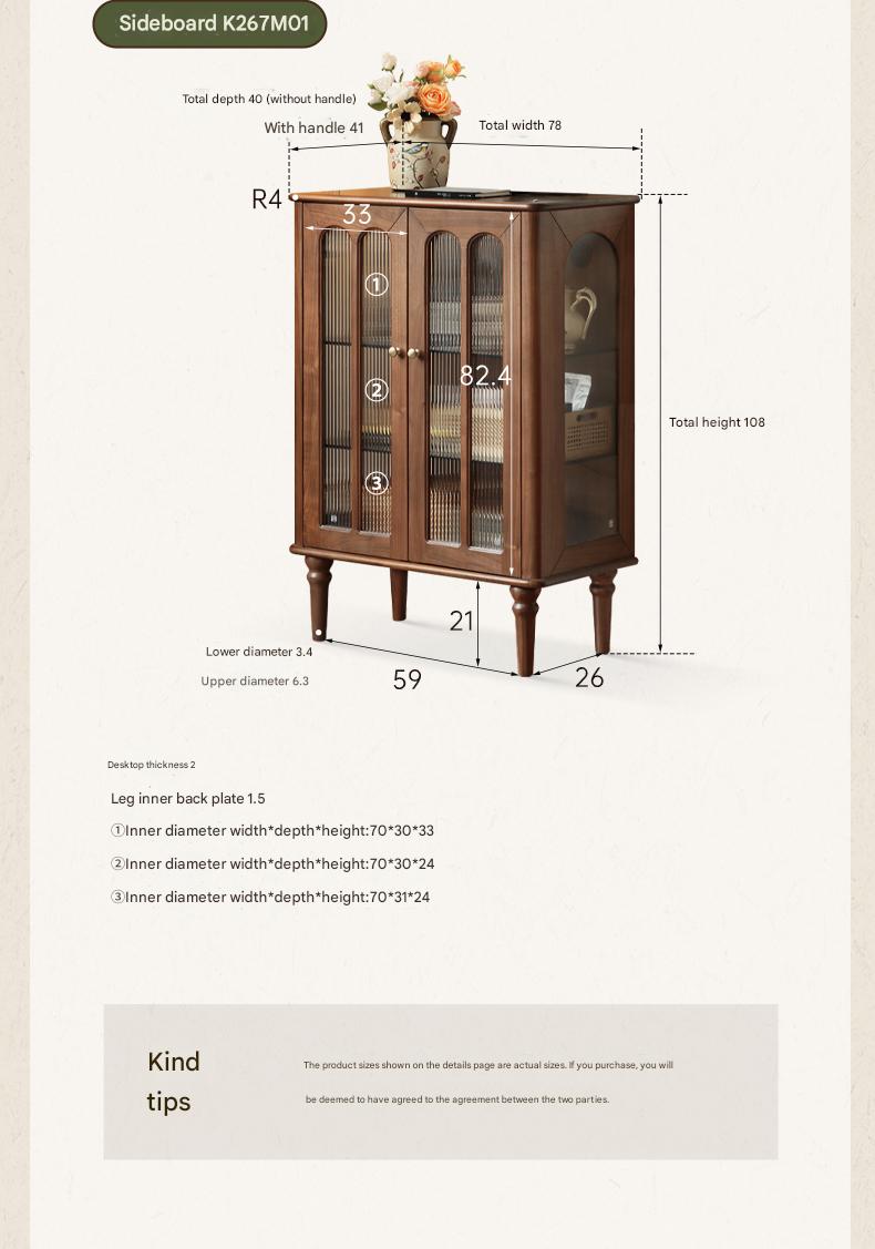 Black Walnut Solid Wood American Retro TV Cabinet.