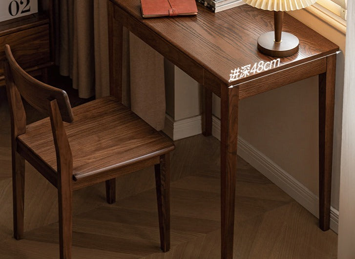 Solid Rubberwood, Oak Solid Wood Small Desk