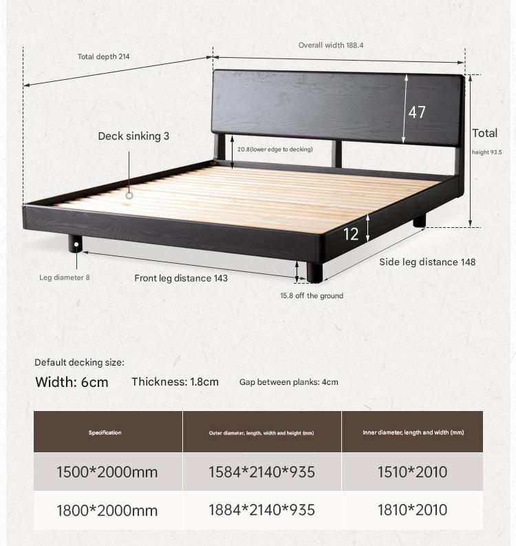 Oak Solid Wood Luminous Suspended Bed