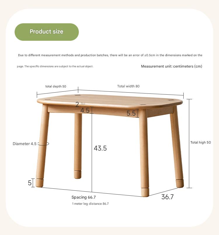 Beech Solid Wood Handmade Children's Table