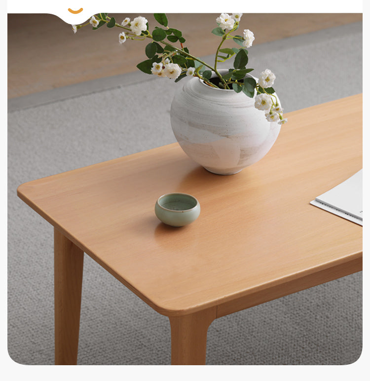 Beech Solid Wood Coffee Table, Bay Window Table