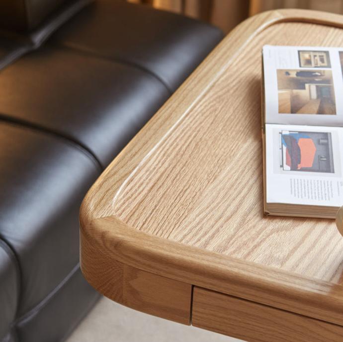 Oak Solid Wood Movable Square Lift Coffee Table