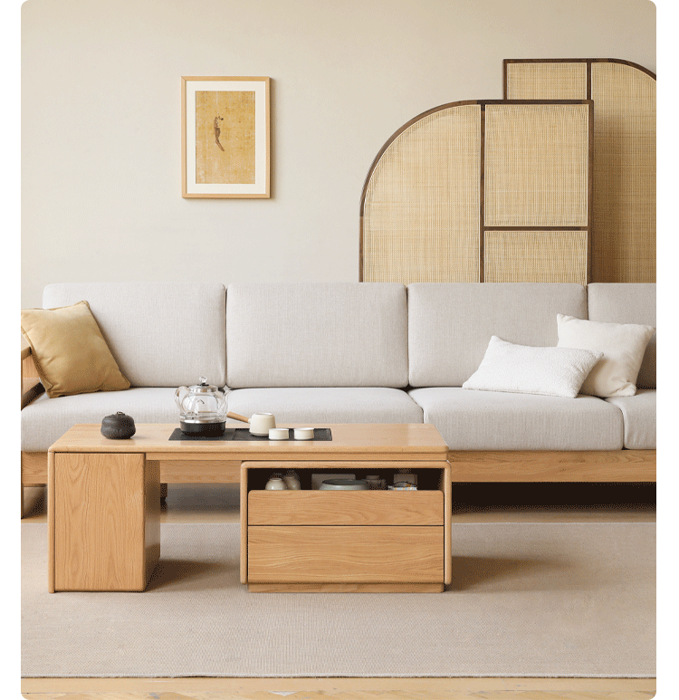 Oak Solid Wood Telescopic Modern Tea Table