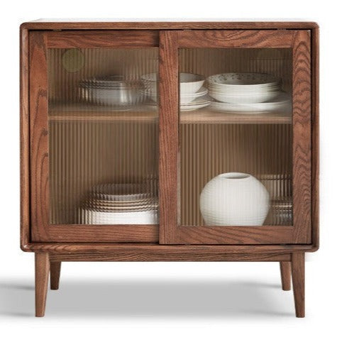 Solid Rubberwood, Oak Solid Wood Sideboard, Buffet Cabinet