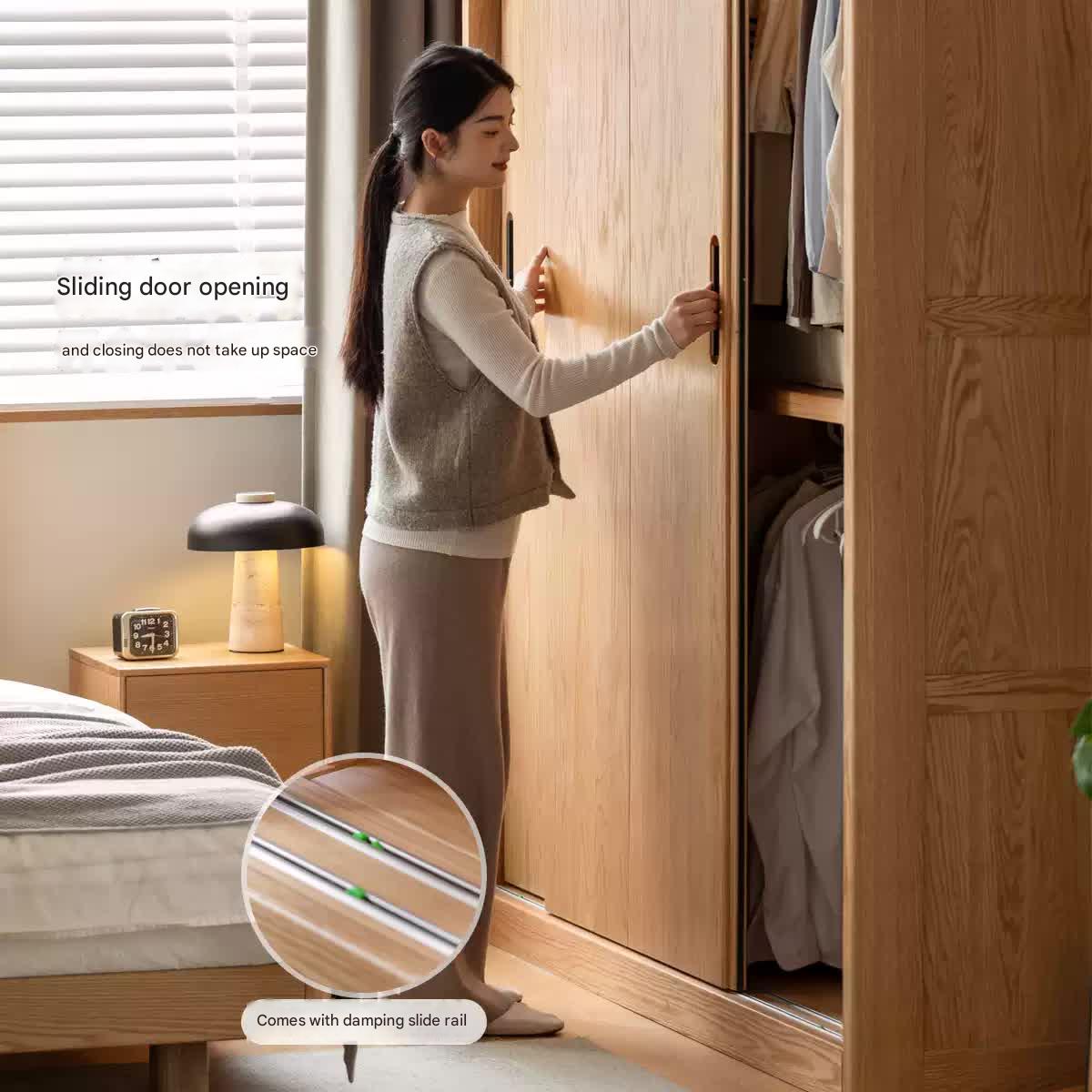 Oak Solid Wood Modern Wardrobe.