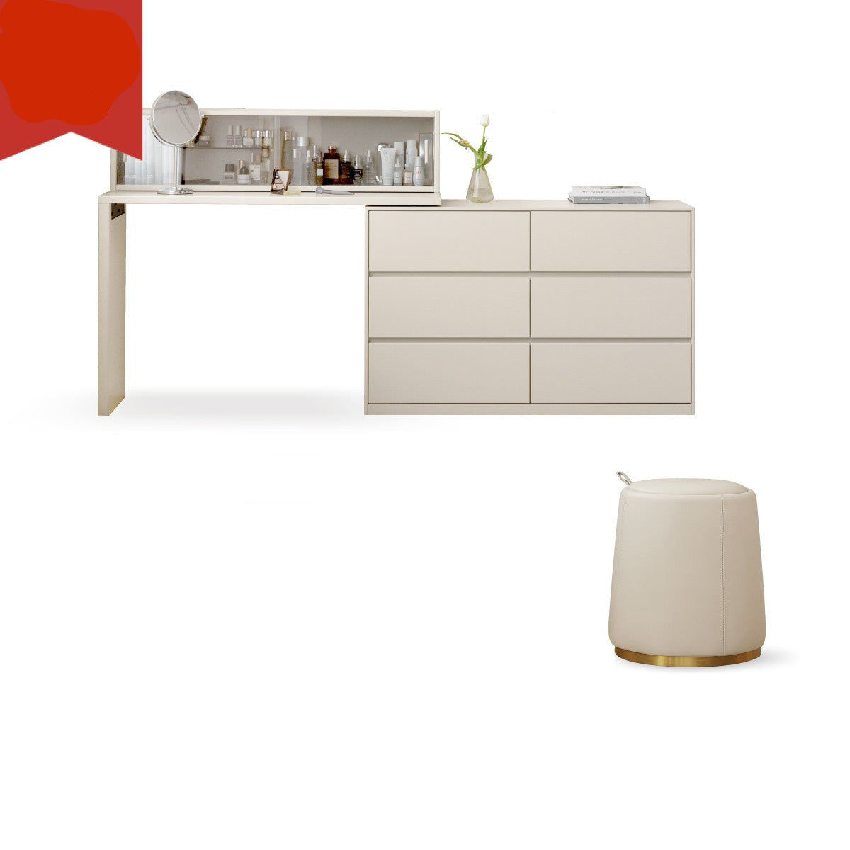 Poplar solid wood cream style telescopic dressing table*