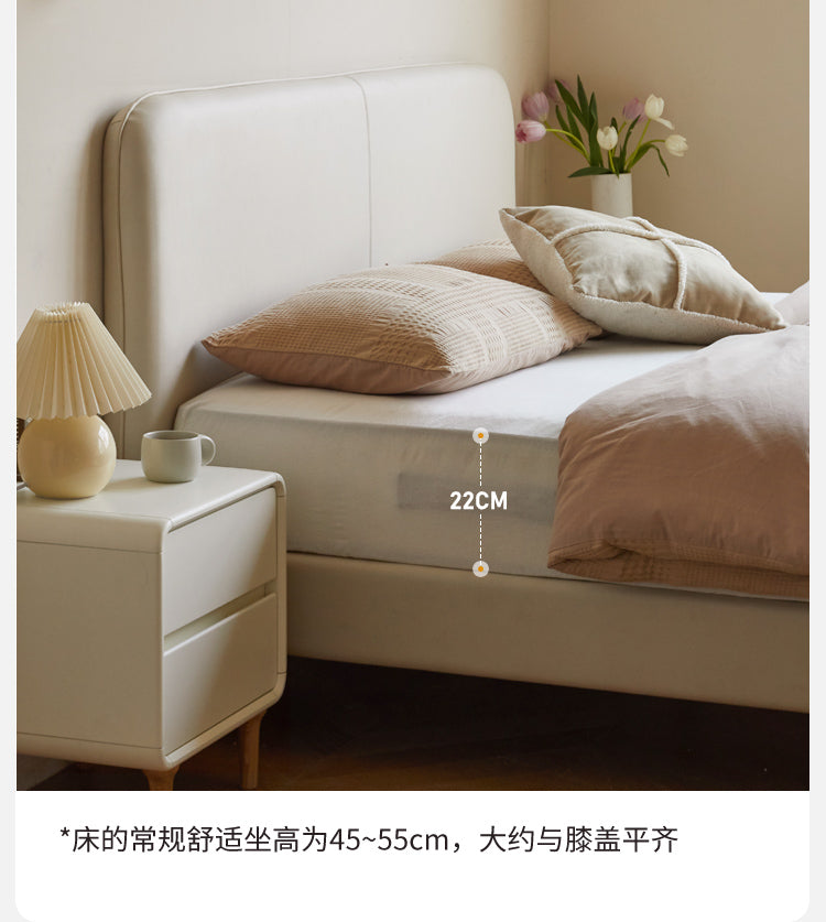 Fabric Cream Soft Minimalist Bed