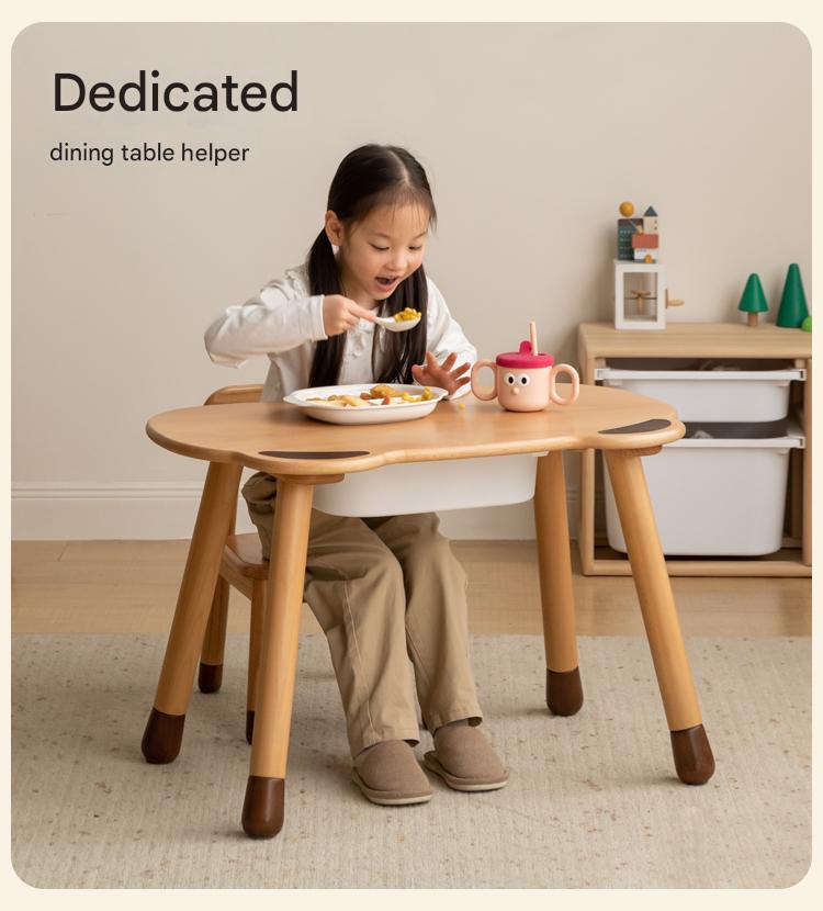 Beech Solid Wood Handmade Children's Table.