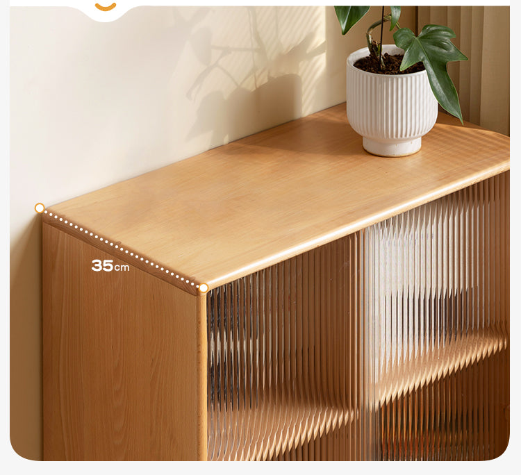 Beech Solid Wood Sliding Door Side Cabinet
