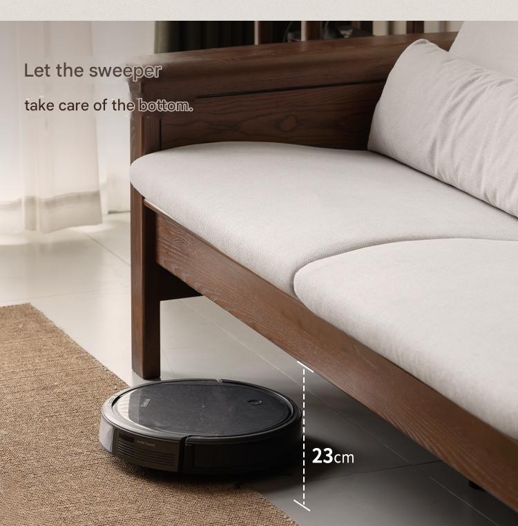 Ash Walnut Colored Straight Fabric Sofa.