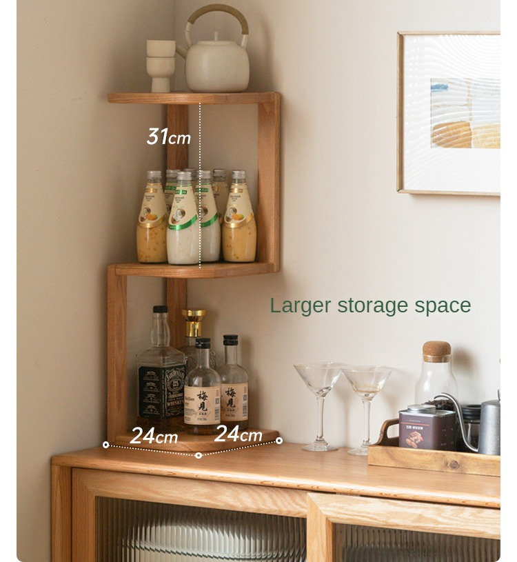 Oak Solid Wood Сorner Table Shelves
