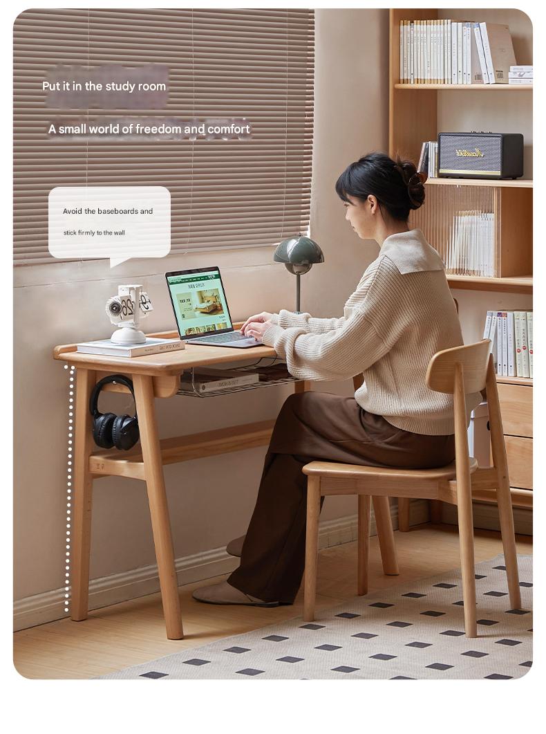 European Beech Solid Wood Ultra Narrow Writing Desk.