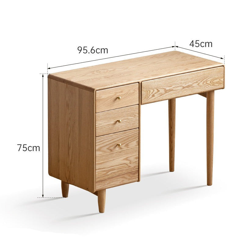 Oak Solid Wood Vanity Table Atmosphere With Lights.