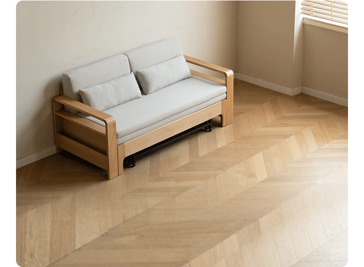 Oak Solid Wood Multi-function Sleeper Sofa.